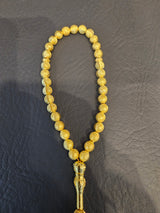 Tasbeeh 33 Bead with Gold Metal Beads and Allah Emblem