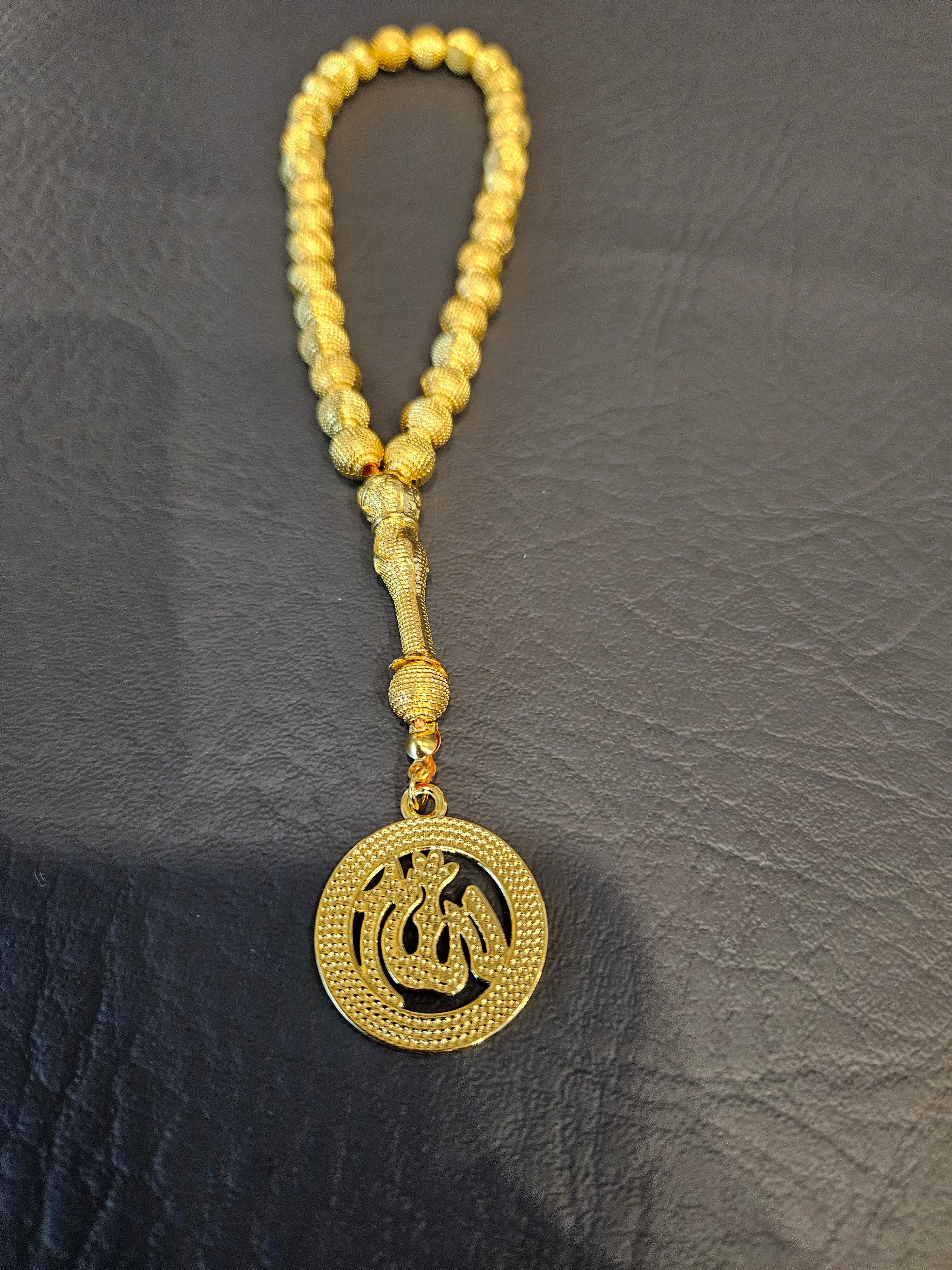 Tasbeeh 33 Bead with Gold Metal Beads and Allah Emblem