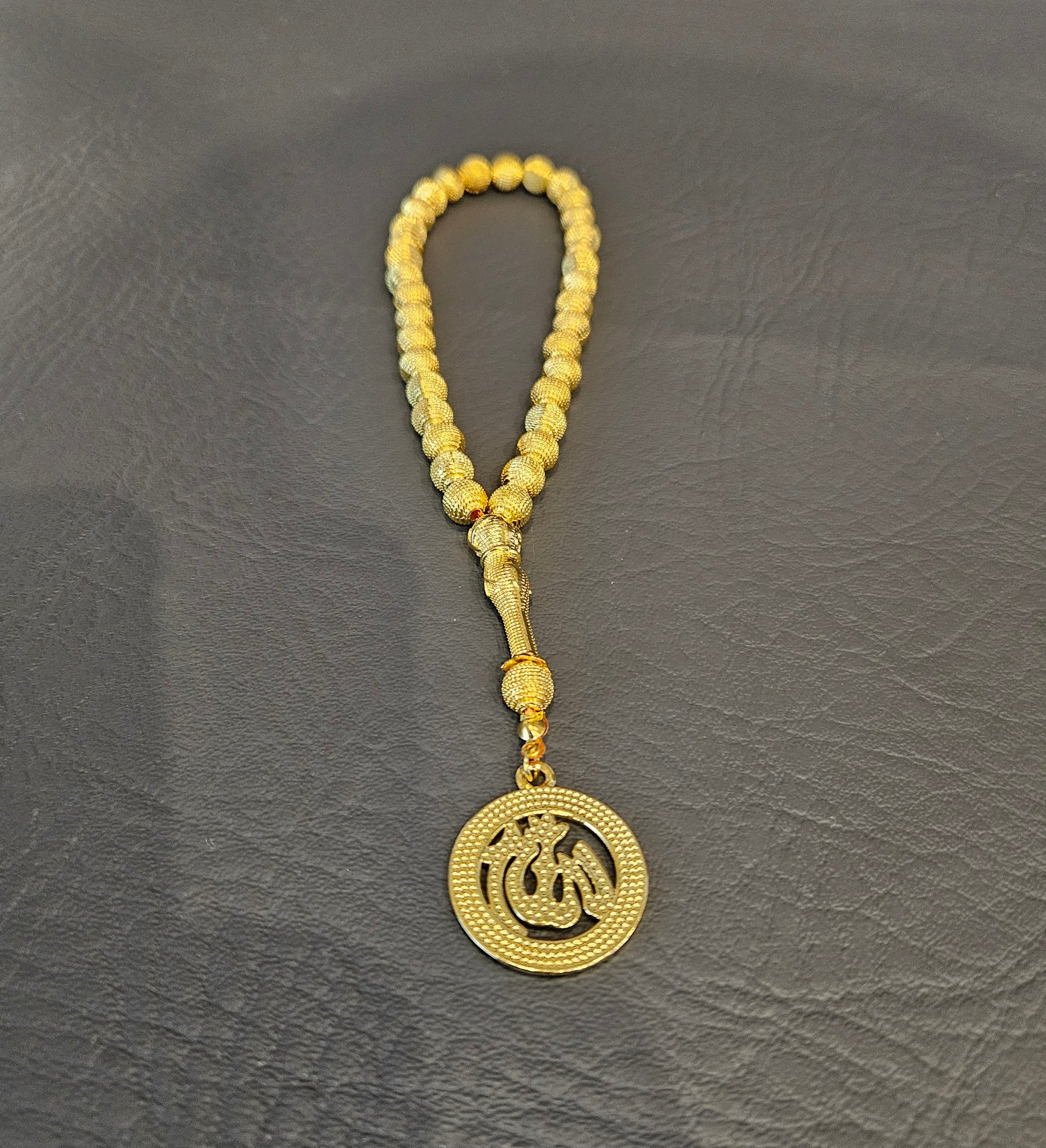 Tasbeeh 33 Bead with Gold Metal Beads and Allah Emblem