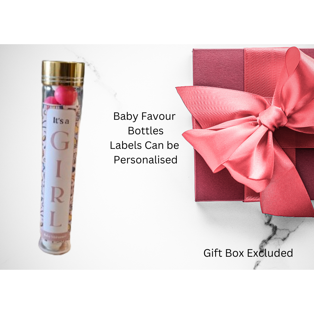 Baby Favour Bottle with Gold Lid, Label and Sweets