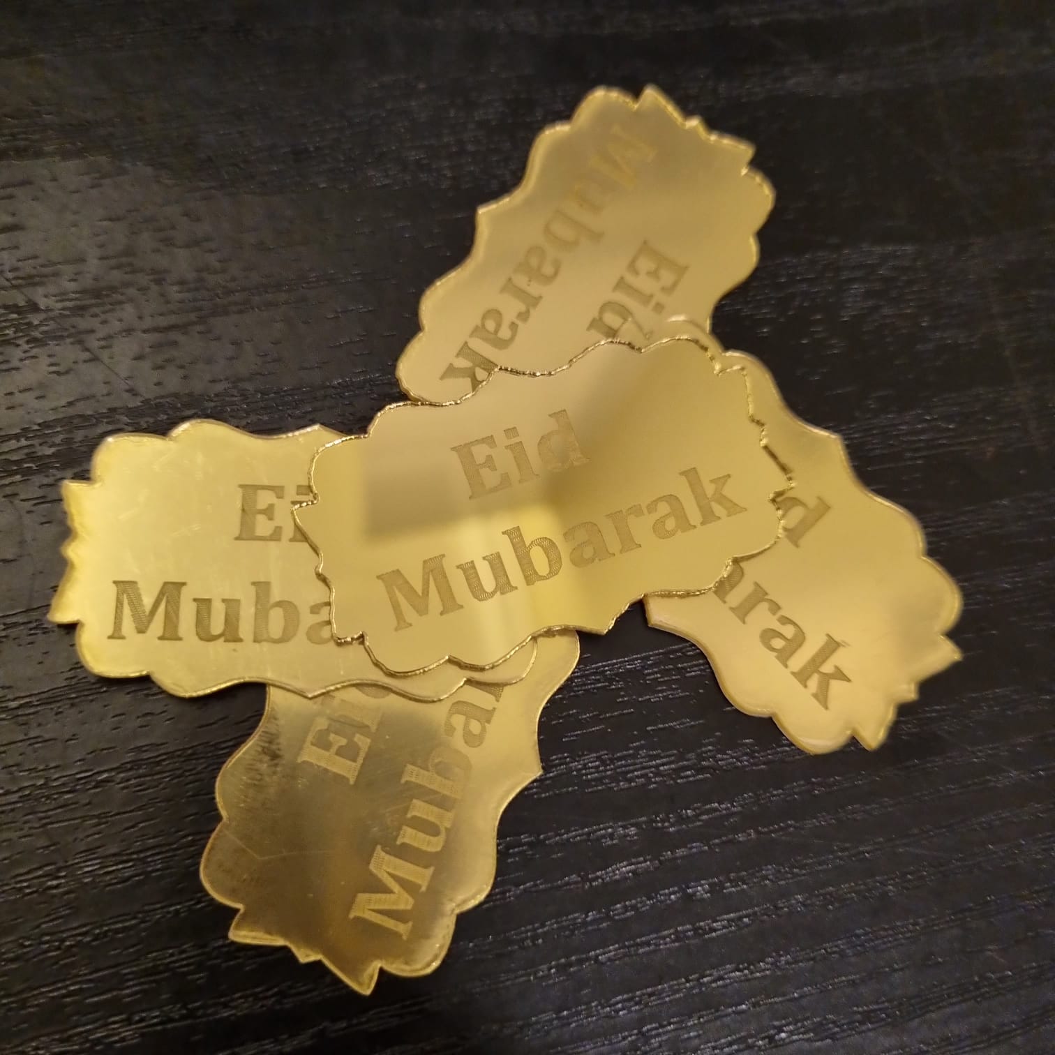 Eid Mubarak Gold Perspex Stickers (5pc pack)