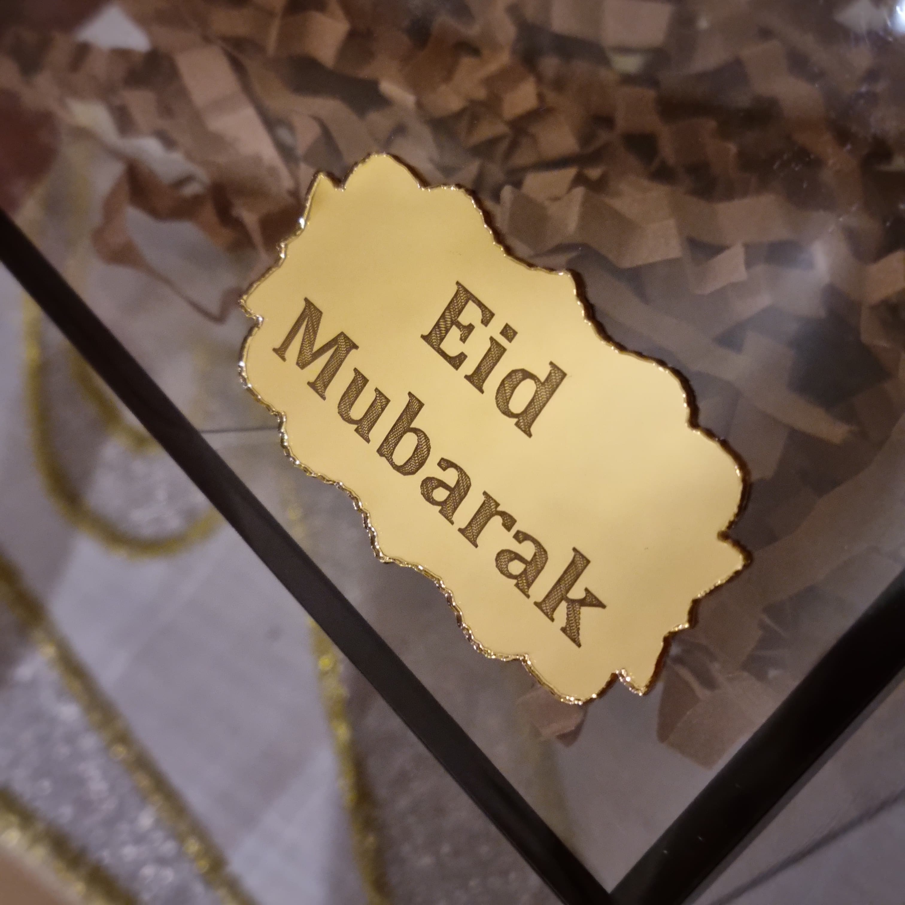 Izitika ze-Eid Mubarak Gold Perspex (iphakethe le-5pc)
