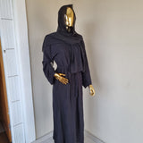 Black Self-Print Abaya 3pc Isethi