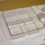 Plastic Tray with Gold Rim - 3 Sections