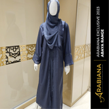 Blue Glitter Abaya 3pc Set